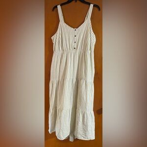 Sonoma White and Cream Striped Midi Dress